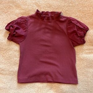 Janie & Jack pink ribbed shirt sleeve shirt with puffy sleeves. Size 7 girls.